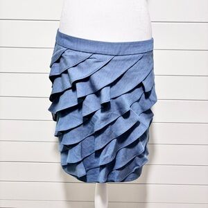 New York and Company Elegant Blue Ruffled Skirt size L